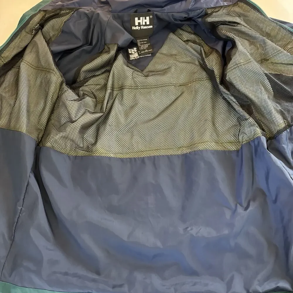 Vintage 90s Helly Hansen Helly-Tech Packable Rain Jacket Size XL Blue Colorblock